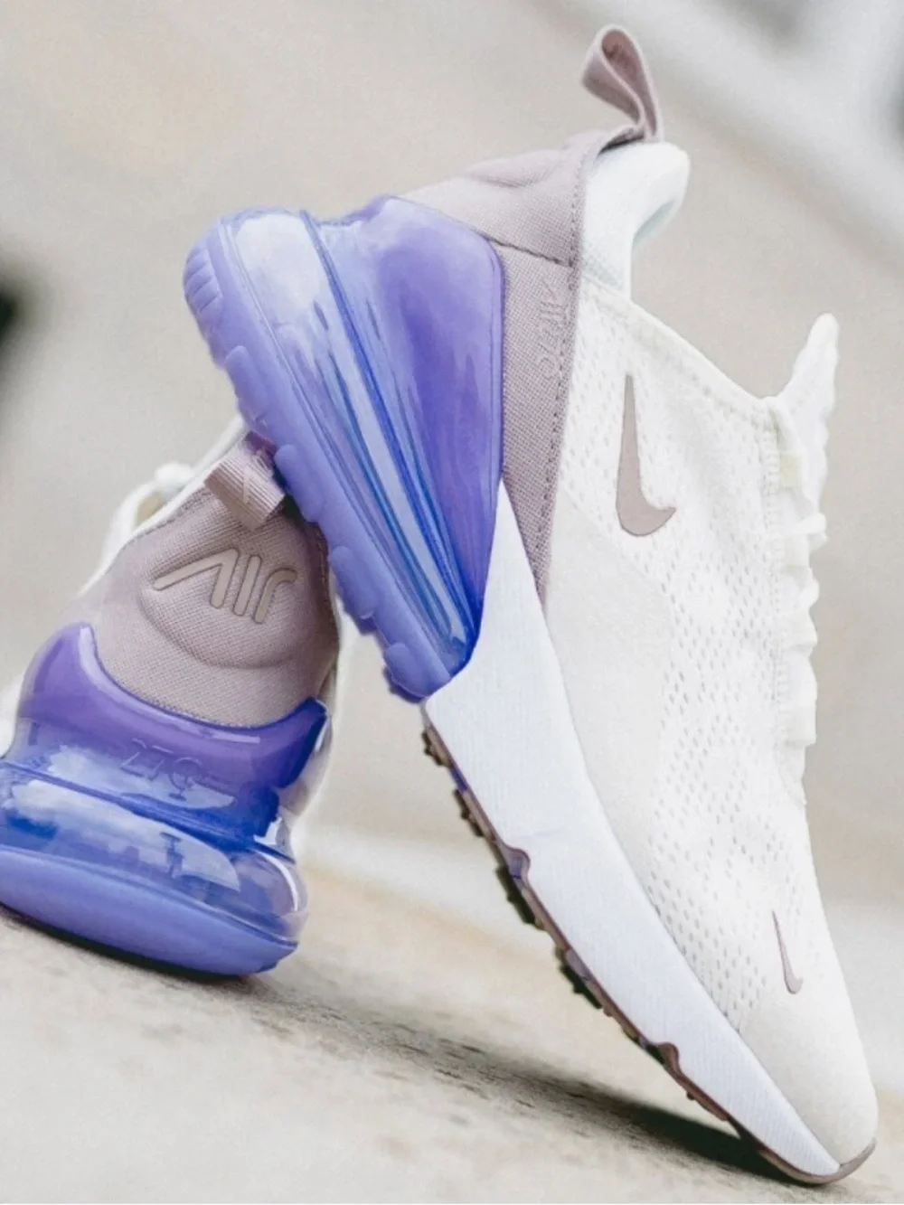 Nike Air Max 270 Women's Athletic Shoes Sail Pumice Space Purple